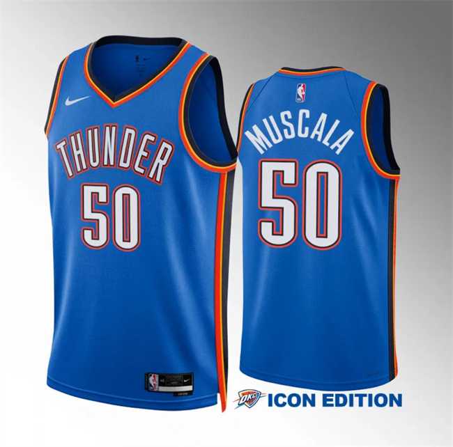 Mens Oklahoma City Thunder #50 Mike Muscala Blue Icon Edition Stitched Basketball Jersey Dzhi->oklahoma city thunder->NBA Jersey